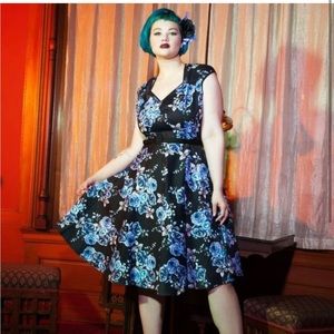 Pinup Girl Clothing Blue Rose Dress